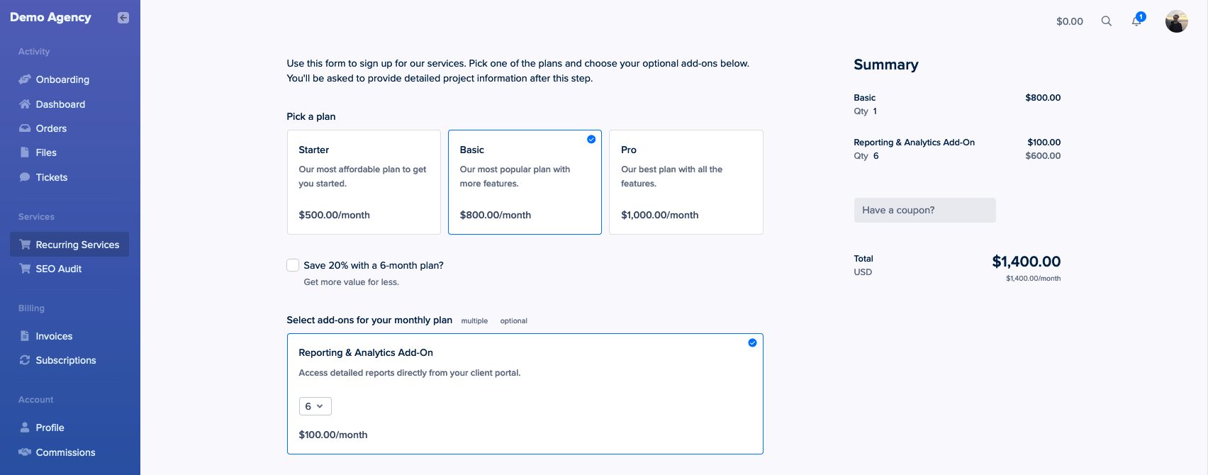 Portal Order Form Embed