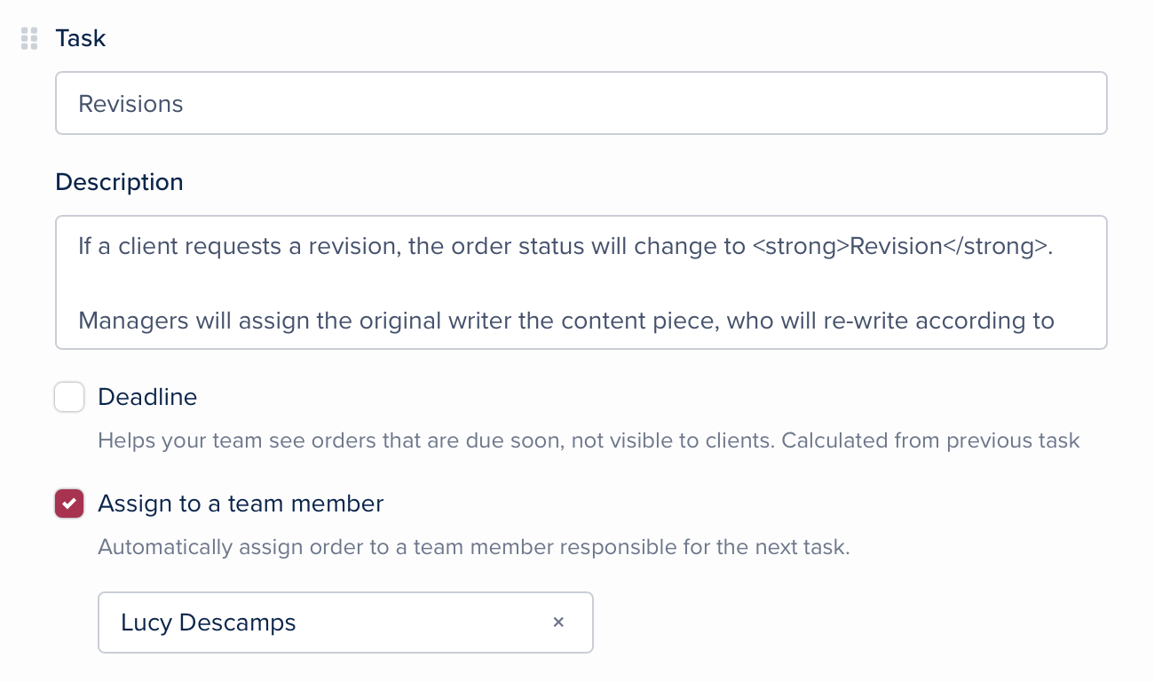 assign a task in SPP