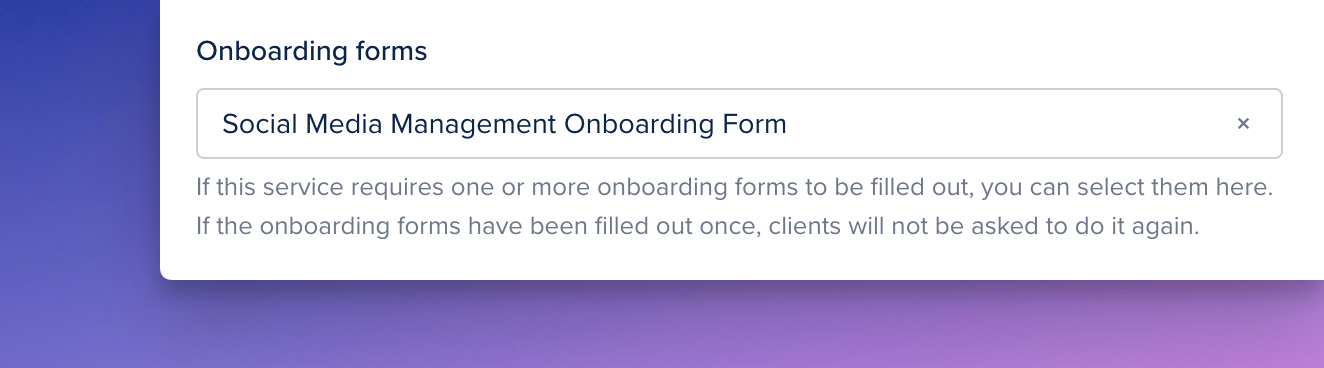onboarding form required in service