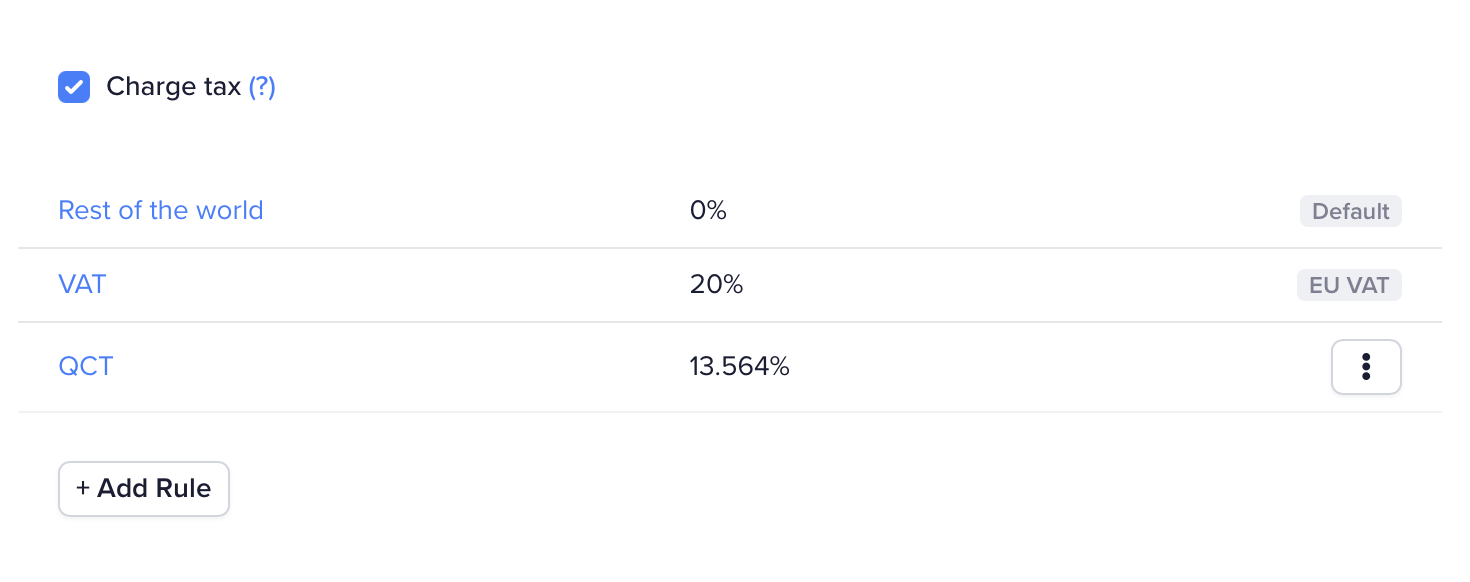 Support for VAT, HST, GST screenshot