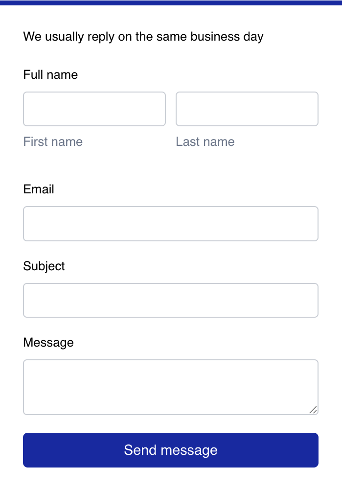 Contact form with many field types
