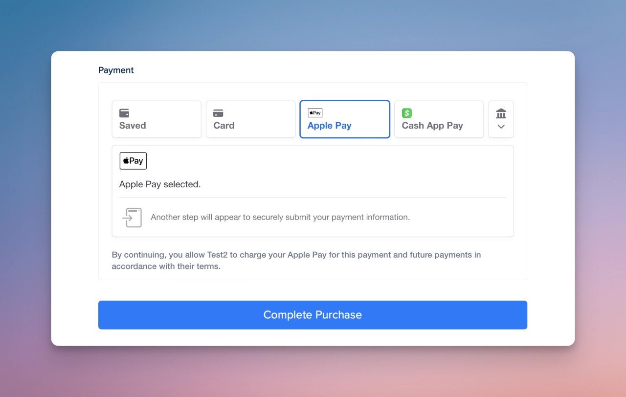 
                Apple Pay option in order forms
                
