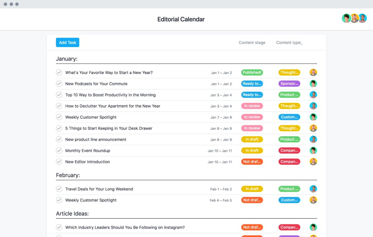 Asana project management software