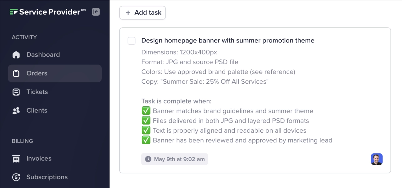 clear task description example
