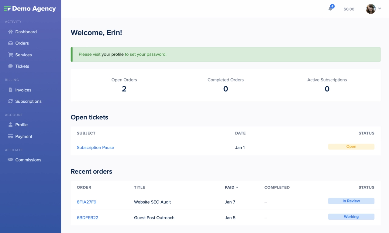 SPP client portal view