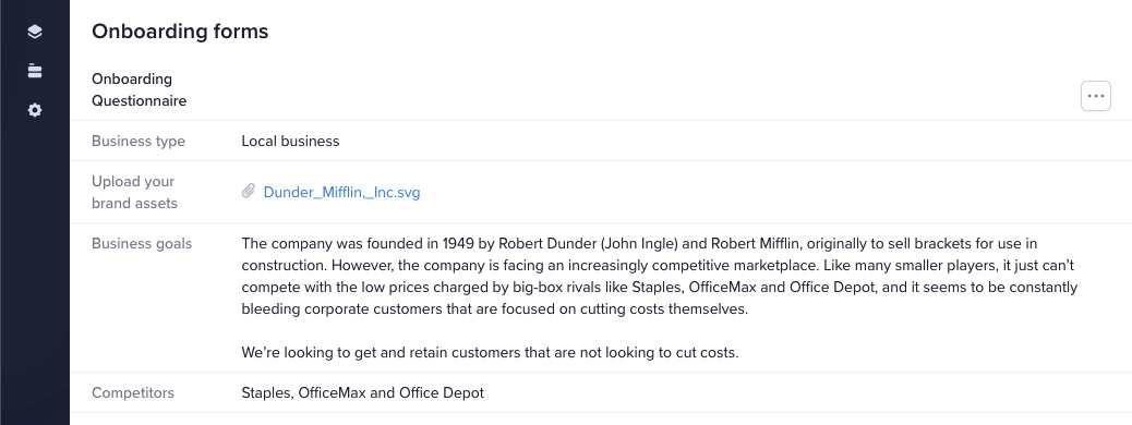 SPP filled client onboarding form