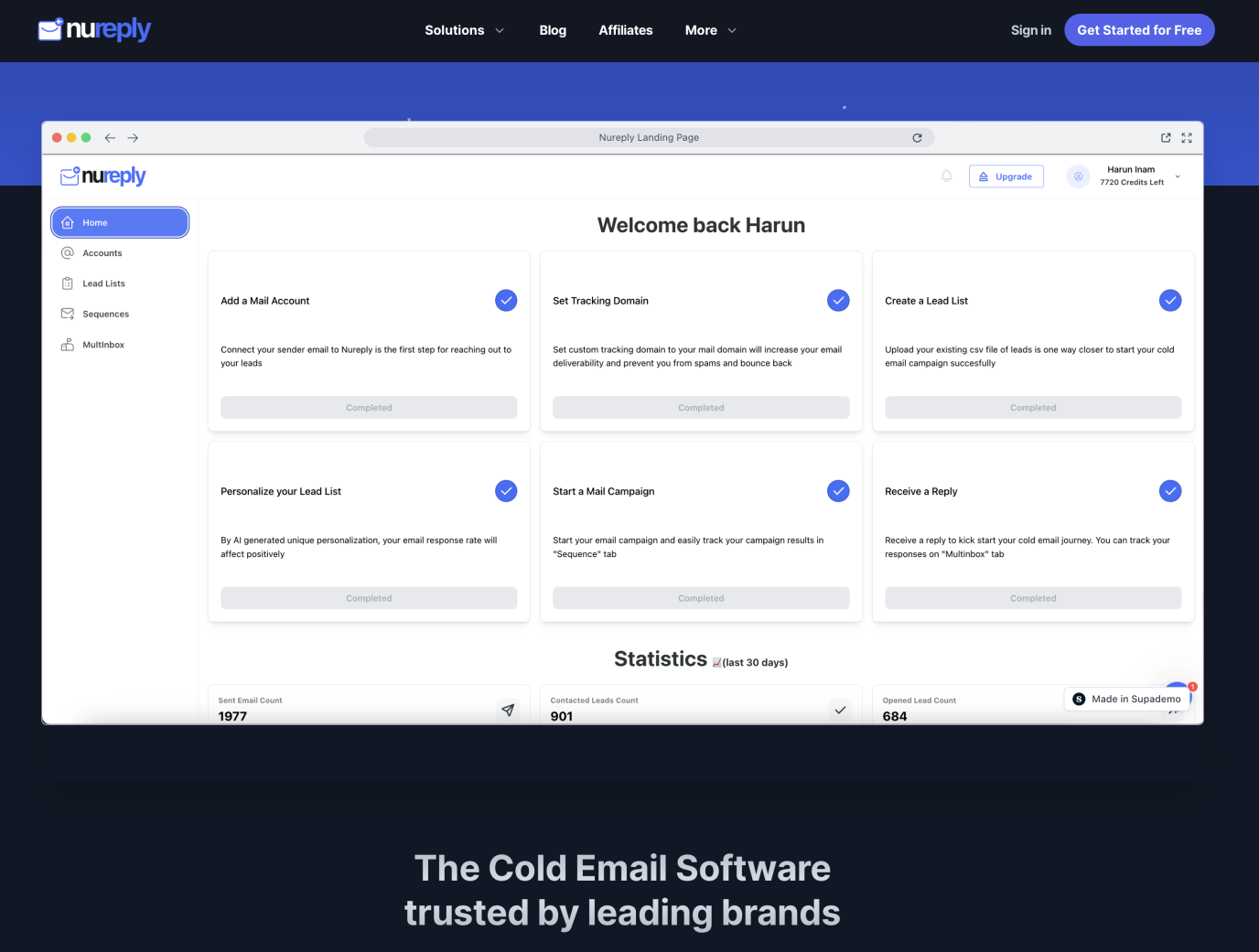 Nureply cold email outreach software