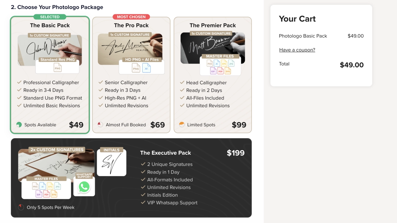 Photologo order form in SPP.co