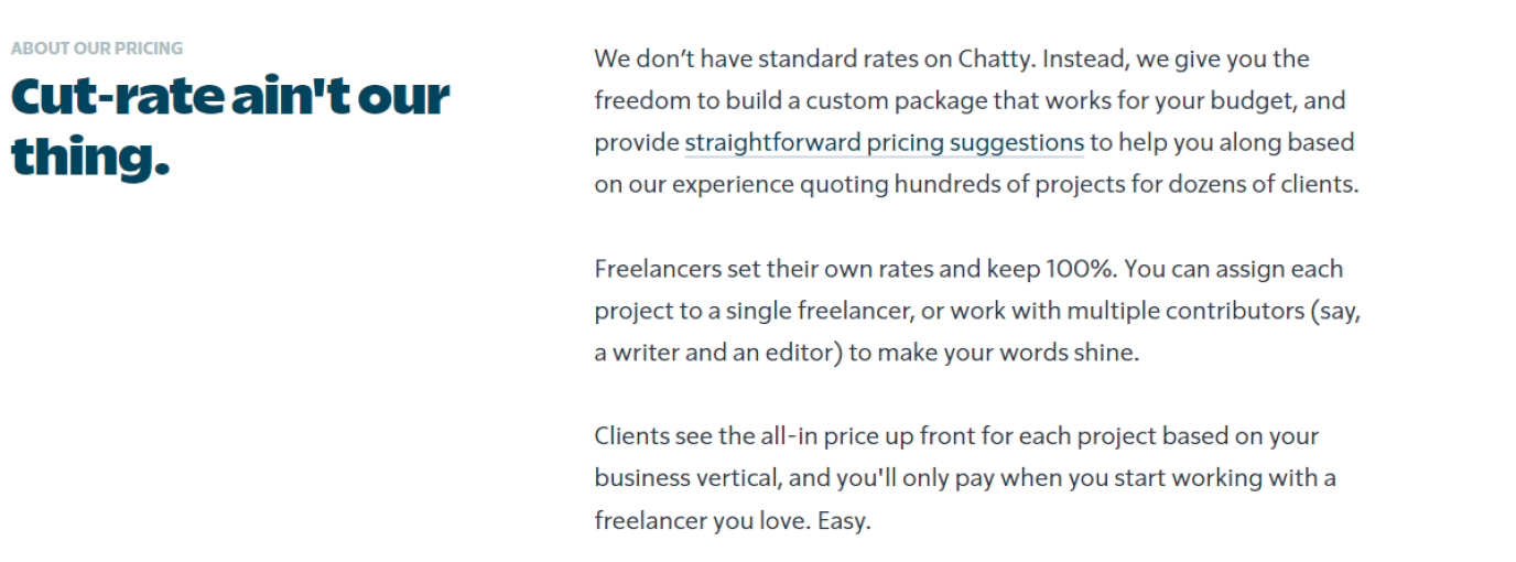 Project-based pricing Chatty.so