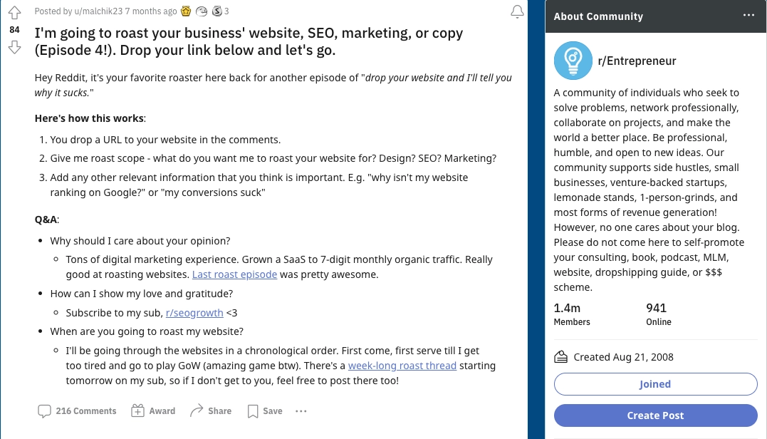 Reddit user u/malchik23 leverages r/Entrepreneur for his agency Apollo Digital