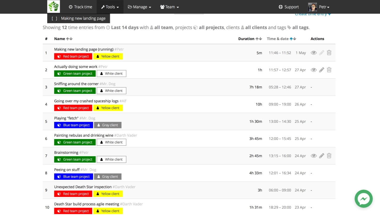 track tasks with Tasklog