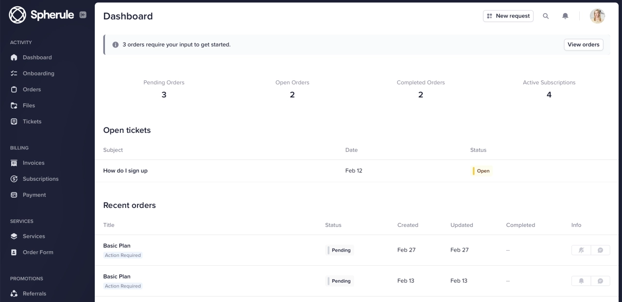 what a client portal looks like