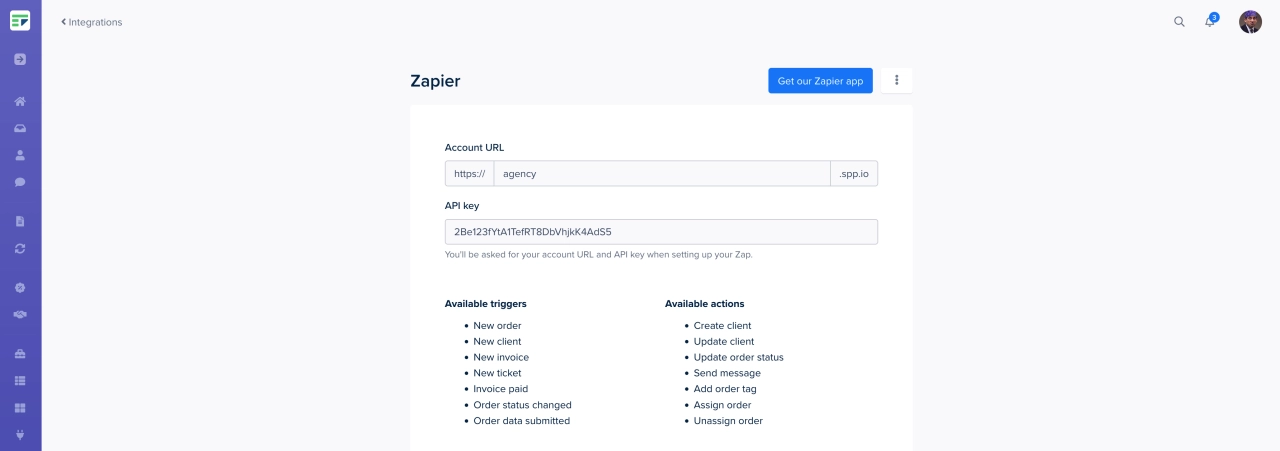 Zapier integration Service Provider Pro