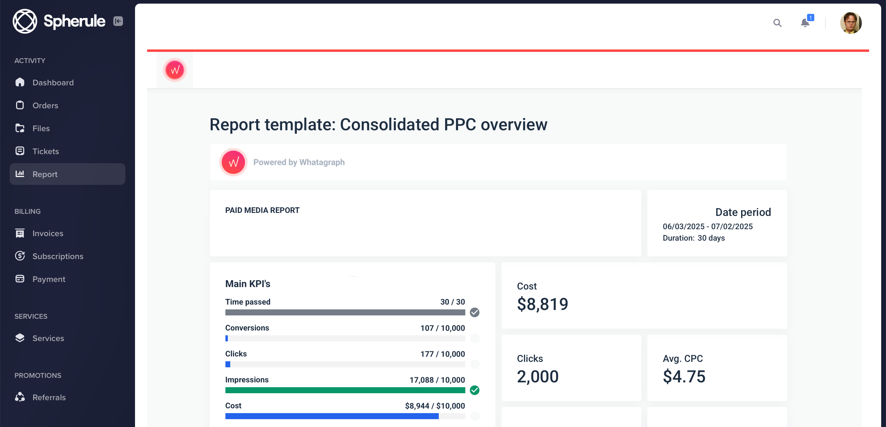 Client dashboard experience