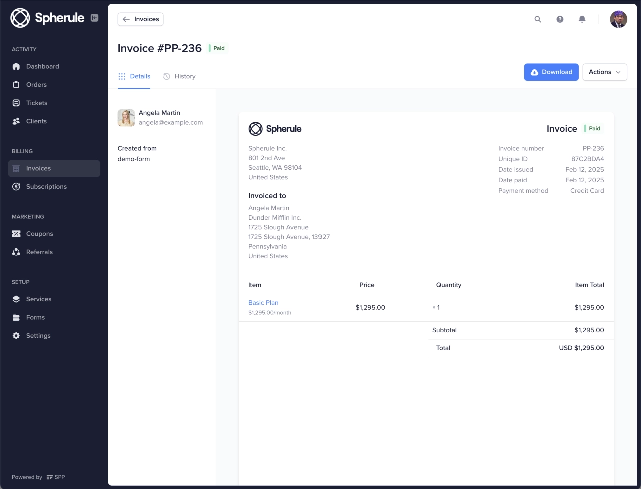 Invoice &amp; Billing screenshot