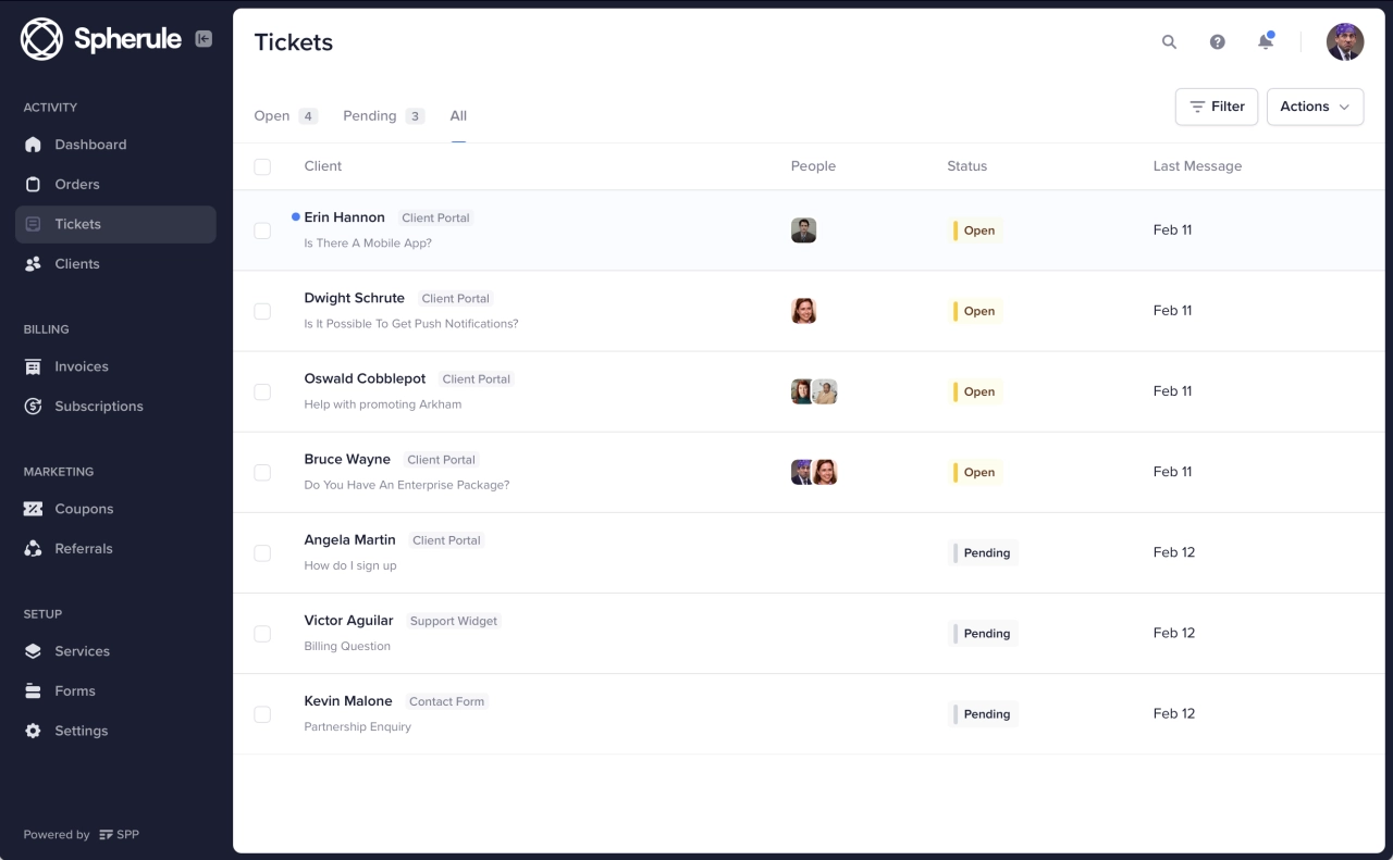 Tickets screenshot